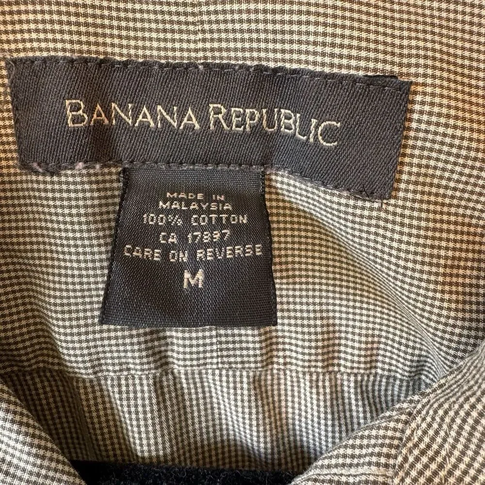 Banana Republic Shirt Mens Medium Gray‎ Button Front Regular Fit 100% Cotton